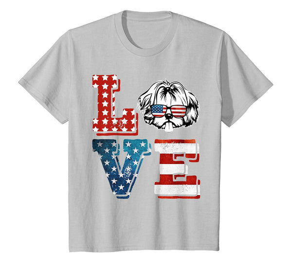 Love Shih Tzu Tshirt American Flag 4th Of July Gift