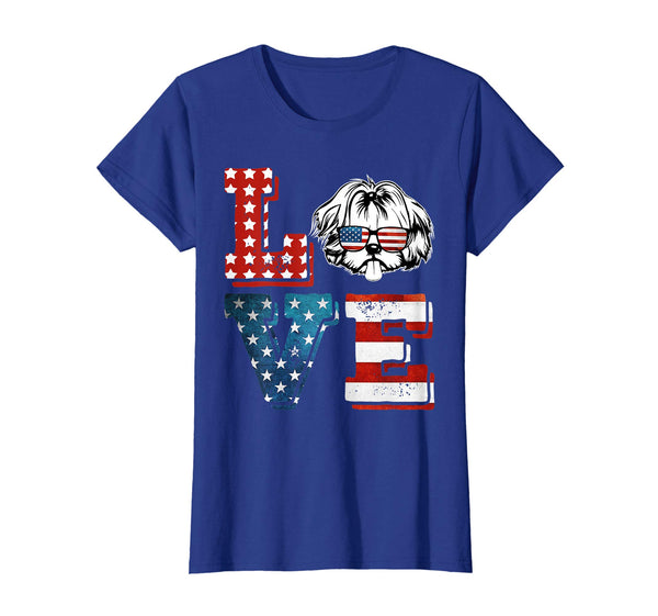 Love Shih Tzu Tshirt American Flag 4th Of July Gift
