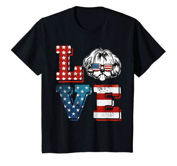 Love Shih Tzu Tshirt American Flag 4th Of July Gift