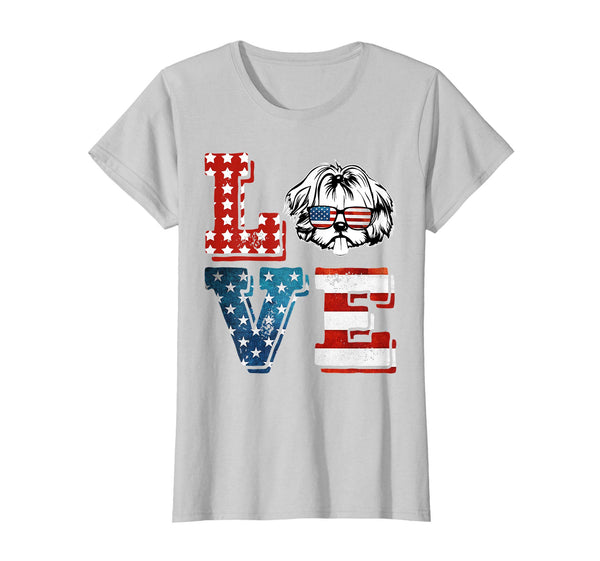 Love Shih Tzu Tshirt American Flag 4th Of July Gift