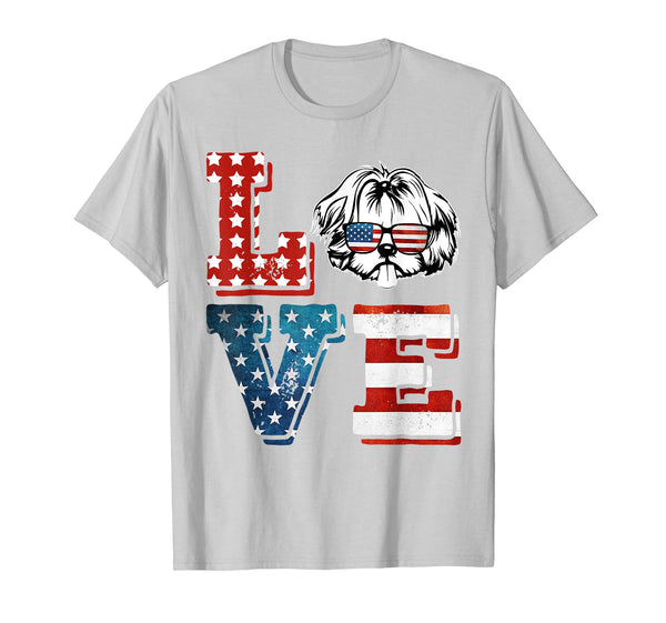 Love Shih Tzu Tshirt American Flag 4th Of July Gift