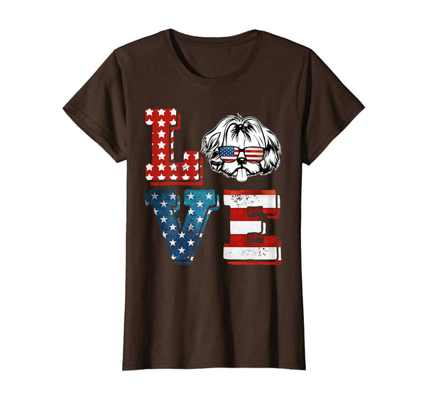 Love Shih Tzu Tshirt American Flag 4th Of July Gift