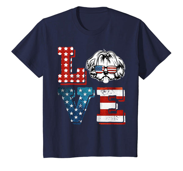 Love Shih Tzu Tshirt American Flag 4th Of July Gift