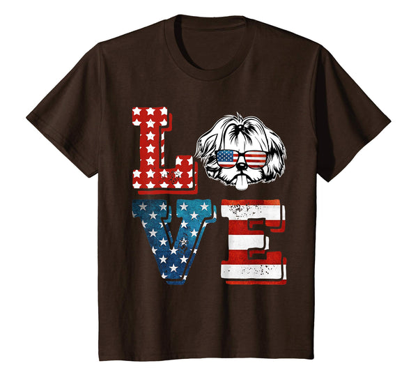 Love Shih Tzu Tshirt American Flag 4th Of July Gift