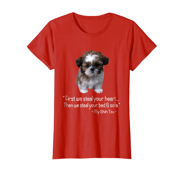 First we steal your heart, Shih Tzu Tshirt Love Gift